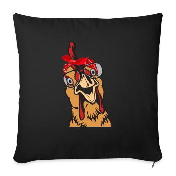 Huhn Hühner Kopftuch Bandana Brille Chicken mom - Sofakissenbezug 45 x 45 cm - Schwarz - Vorne