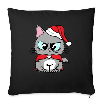 Tee-shirt chats rigolos chat mignon noël - Housse de coussin décorative 45 x 45 cm - noir - Devant