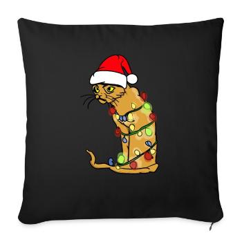 Tee-shirt chats rigolos chat mignon noël - Housse de coussin décorative 45 x 45 cm - noir - Devant