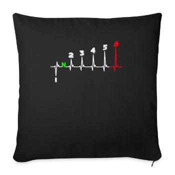 Heartbeat Motorcycle ECG Line Gear Shift 6 Speed - Sofa pillowcase 17,3'' x 17,3'' (45 x 45 cm) - black - Front