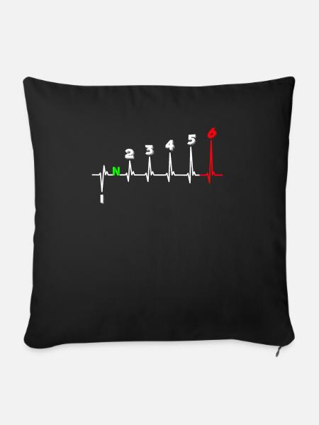 Herzschlag Motorrad EKG Linie Gangschaltung 6 Gang - Sofakissenbezug 45 x 45 cm - Schwarz