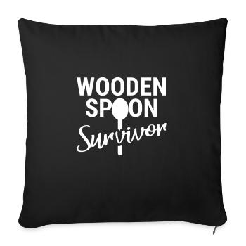 Wooden Spoon Survivor | Childhood Funny Humour - Housse de coussin décorative 45 x 45 cm - noir - Devant