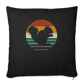 Squirrel with nut Squirrel vintage retro 80s - Sofa pillowcase 17,3'' x 17,3'' (45 x 45 cm) - black - Front