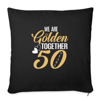 50e anniversaire de mariage 50 ans de couple d'or - Housse de coussin décorative 45 x 45 cm - noir - Devant