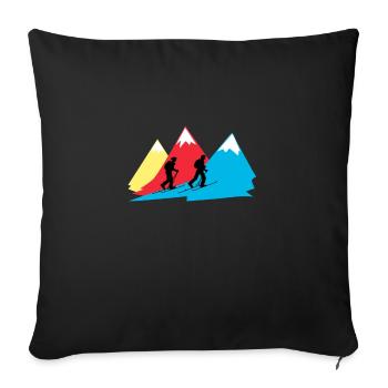 Ski tour touring ski ski skier tourer tour - Sofa pillowcase 17,3'' x 17,3'' (45 x 45 cm) - black - Front