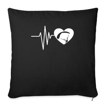 Heartbeat paraglider - Sofa pillowcase 17,3'' x 17,3'' (45 x 45 cm) - black - Front