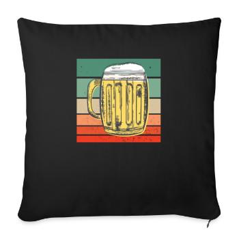Vintage Retro Bier Glas - Sofakissenbezug 45 x 45 cm - Schwarz - Vorne
