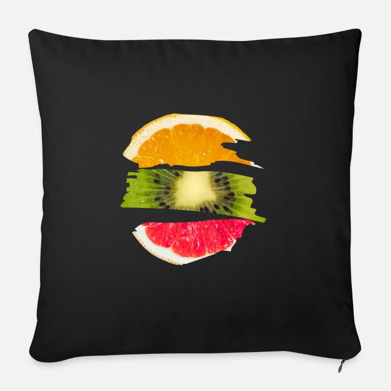 Früchte Orange Kiwi Grapefruit Obst - Sofakissenbezug 45 x 45 cm - Schwarz