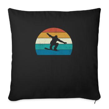 Snowboarding Retro Vintage Snowboard Silhouette - Sofa pillowcase 17,3'' x 17,3'' (45 x 45 cm) - black - Front