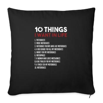 Je veux des motos - Housse de coussin décorative 45 x 45 cm - noir - Devant