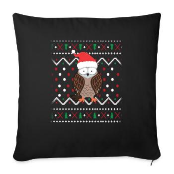 Noël laid hibou - Housse de coussin décorative 45 x 45 cm - noir - Devant
