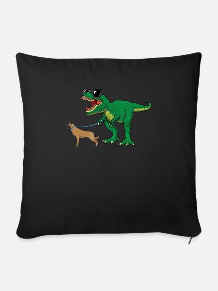 T Rex Dinosaurier Walking Malinois Shirt - Lustiges Haustier - Sofakissenbezug 45 x 45 cm - Schwarz