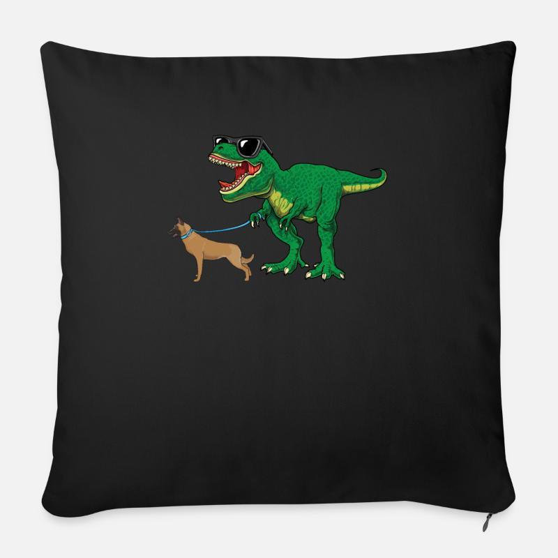 T Rex Dinosaurier Walking Malinois Shirt - Lustiges Haustier - Sofakissenbezug 45 x 45 cm - Schwarz