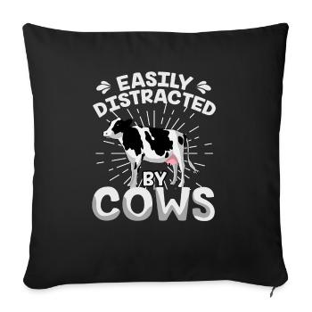 Vaches vache boeuf vache laitière fermier vache veaux - Housse de coussin décorative 45 x 45 cm - noir - Devant