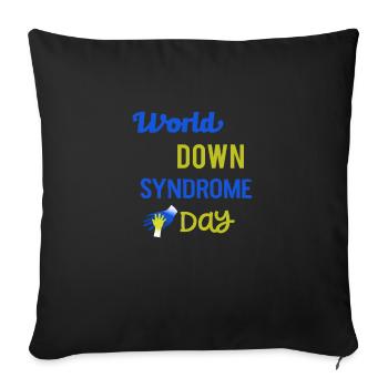 Journée mondiale de la trisomie 21 - Housse de coussin décorative 45 x 45 cm - noir - Devant