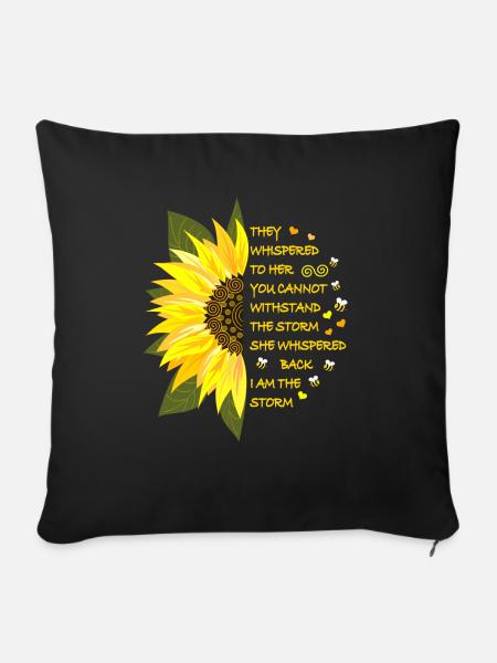 Sonnenblumen Blüte mit Text - Pudebetræk 45 x 45 cm - sort