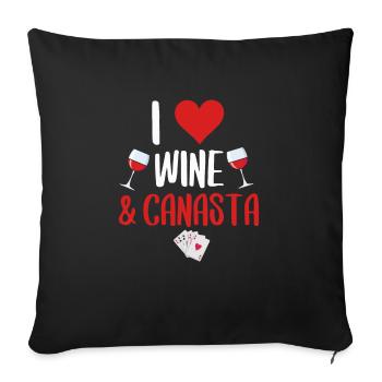 i love wine and canasta - Sofakissenbezug 45 x 45 cm - Schwarz - Vorne