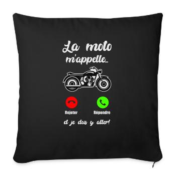 La Moto M appelle Et Je Dois Y Aller Téléphone - Housse de coussin décorative 45 x 45 cm - noir - Devant