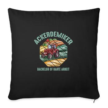 Landwirt Bachelor of Ackerdemiker Traktor Trecker - Sofakissenbezug 45 x 45 cm - Schwarz - Vorne