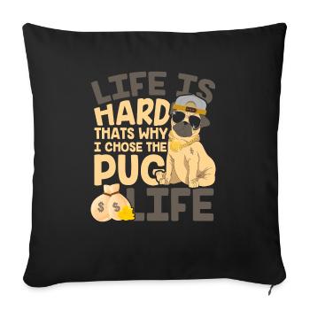 Pug life pug dog pugs mixed dachshund - Sofa pillowcase 17,3'' x 17,3'' (45 x 45 cm) - black - Front