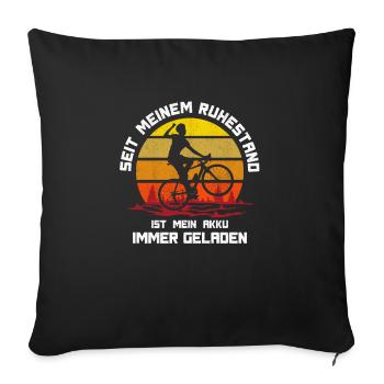 Elektrofahrrad Ruhestand Akku Geladen Rentner - Sofakissenbezug 45 x 45 cm - Schwarz - Vorne