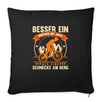 Rentner Mit Akku Elektrofahrrad Opa Fahrrad - Sofakissenbezug 45 x 45 cm - Schwarz - Vorne