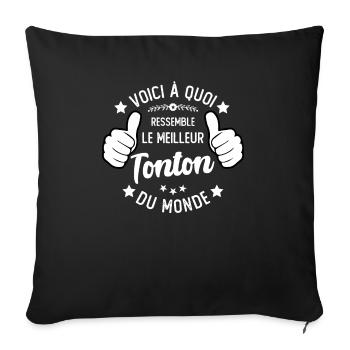 Voici Le Meilleur Tonton Du Monde Oncle - Housse de coussin décorative 45 x 45 cm - noir - Devant