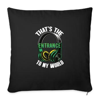 Headphones as an entrance into the music world - Sofa pillowcase 17,3'' x 17,3'' (45 x 45 cm) - black - Front