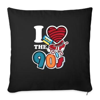80s I 90s vintage retro party - Sofa pillowcase 17,3'' x 17,3'' (45 x 45 cm) - black - Front