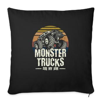 Monster Trucks Are My Jam Racing USA Rétro Vintage - Housse de coussin décorative 45 x 45 cm - noir - Devant