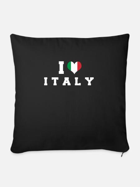 Italy Patriotic T Shirt I Love Italy Republic Hear - Sofakissenbezug 45 x 45 cm - Schwarz