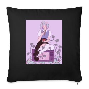 Anime schoolgirl with ramen microwave ivy - Sofa pillowcase 17,3'' x 17,3'' (45 x 45 cm) - black - Front