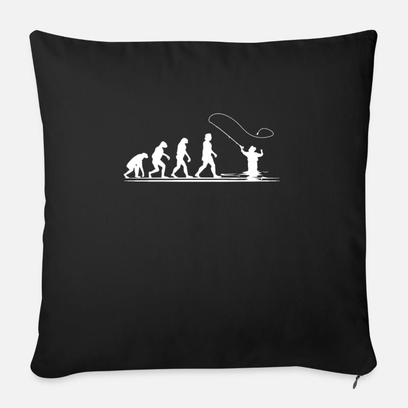Pêche - Évolution de l’homme - Housse de coussin décorative 45 x 45 cm - noir