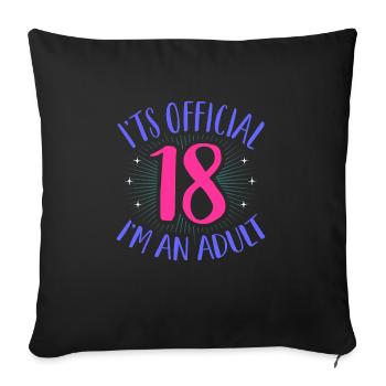 18th birthday - Sofa pillowcase 17,3'' x 17,3'' (45 x 45 cm) - black - Front