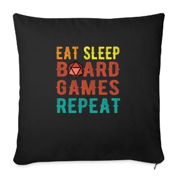 Eat Sleep Board Games Role Player Gift Roleplay - Sofakissenbezug 45 x 45 cm - Schwarz - Vorne