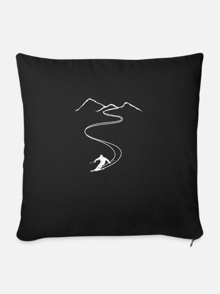 Skifahrer Ski Skifahren Powder Pulverschnee - Sofakissenbezug 45 x 45 cm - Schwarz
