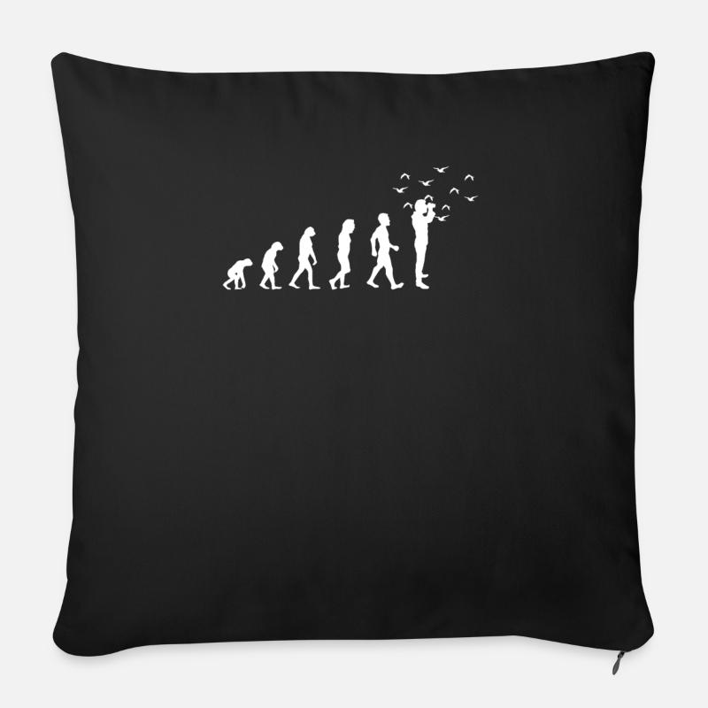 Evolution Birdwatcher Bird Nerd - Sofa pillowcase 17,3'' x 17,3'' (45 x 45 cm) - black
