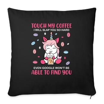 Kaffee Einhorn - Sofakissenbezug 45 x 45 cm - Schwarz - Vorne