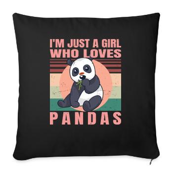 Je ne suis qu'une fille qui aime les pandas - Retro mignon - Housse de coussin décorative 45 x 45 cm - noir - Devant