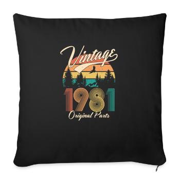 Vintage 1981 40e anniversaire cadeau de quarante ans - Housse de coussin décorative 45 x 45 cm - noir - Devant