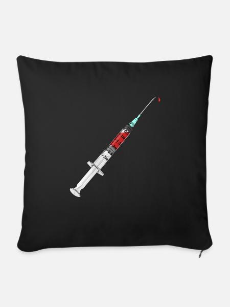 Spritze Impfung Arzt Patient Syringe Blut Doktor - Sofakissenbezug 45 x 45 cm - Schwarz