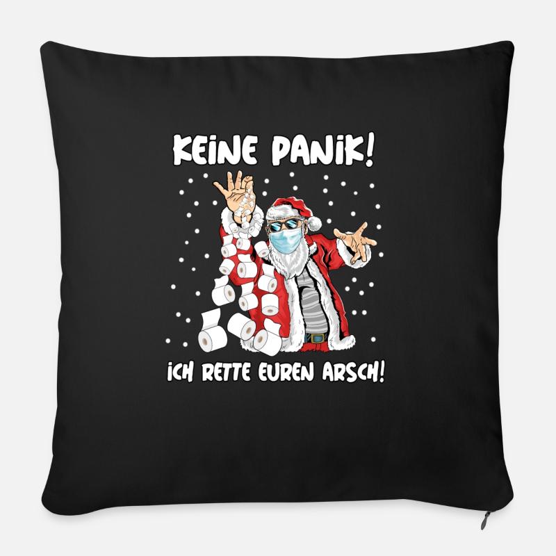 WEIHNACHTSMANN CORONA Klopapier / Keine Panik / - Sofakissenbezug 45 x 45 cm - Schwarz