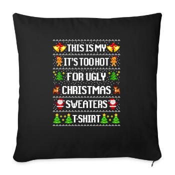 Chandail laid humour de Noël - Housse de coussin décorative 45 x 45 cm - noir - Devant