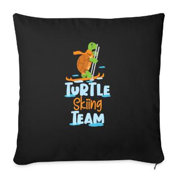 Tortue Ski ski vacances de ski cadeau - Housse de coussin décorative 45 x 45 cm - noir - Devant