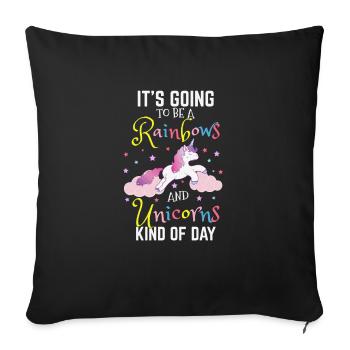 Arcs-en-ciel et licornes cadeau de retour à l'école maternelle - Housse de coussin décorative 45 x 45 cm - noir - Devant