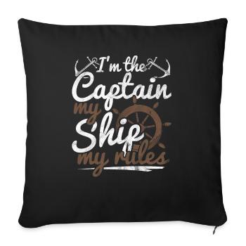Voilier capitaine mer bateau skipper régate océan - Housse de coussin décorative 45 x 45 cm - noir - Devant