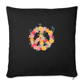 Peace Blumen & Frieden für die Welt. Natur & Liebe - Sofakissenbezug 45 x 45 cm - Schwarz - Vorne