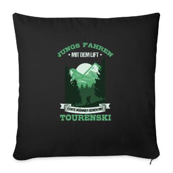 Touring skis Ski tours Ski hike Skiers Motif - Sofa pillowcase 17,3'' x 17,3'' (45 x 45 cm) - black - Front