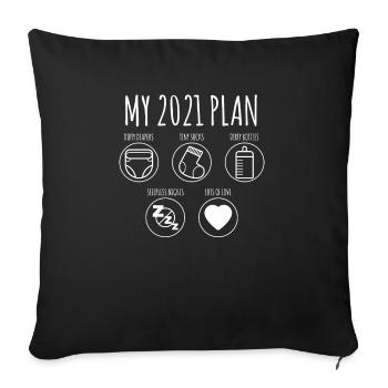 Mon T-shirt Plan 2021 Parents-to-be - Housse de coussin décorative 45 x 45 cm - noir - Devant