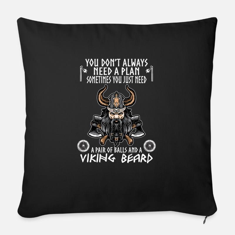 vikings - Housse de coussin décorative 45 x 45 cm - noir